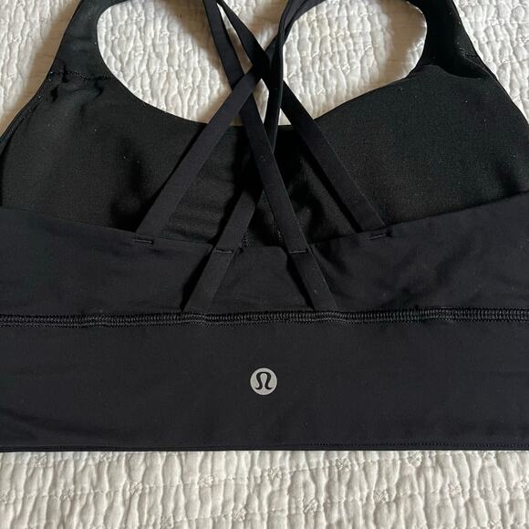 Lululemon Sports Bra Energy Bra Long Line Black Luxtreme Strappy Size 6 Small - Picture 3 of 4